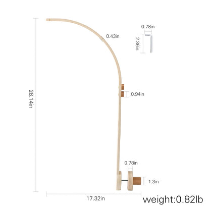 Wooden Crib Mobile Arm | Baby Crib Mobile Arm Wooden Holder | Rotatable Adjustable Anti Slip Attachment Clamp for Sturdy Mobile Hanger (Curved Arm)
