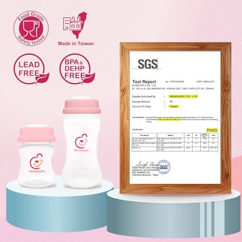 Nenesupply Natural Baby Bottles Newborn Feeding Bottles Slow Flow Breastfeeding Bottle for Breastfed Babies Wide Neck 9oz Anti Colic Level 2 Nipple for 1+ Month Infant Replace Spectra Bottle Pumping