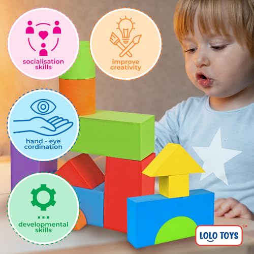 Large Building Foam Blocks for Toddlers – Giant Jumbo Big Building Blocks (30 Pieces)