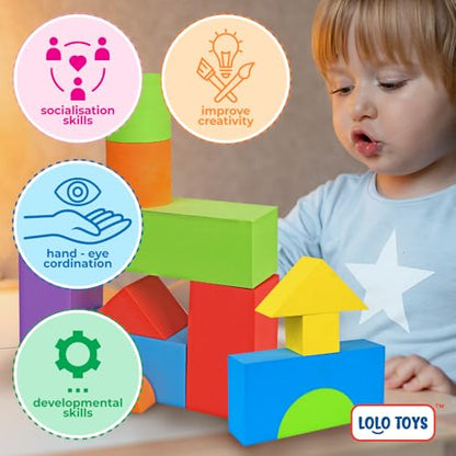 Large Building Foam Blocks for Toddlers – Giant Jumbo Big Building Blocks (30 Pieces)