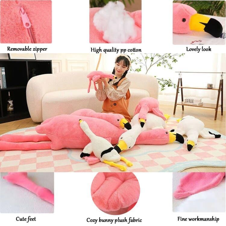 62" Flamingo Stuffed Animal Plush Pillow Giant Stuffed Animal Plush Doll Pink Flamingo Plush Toys for Kids Birthday Christmas Decoration Gifts（Pink）