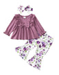 Toddler Baby Girl Clothes Fall/Winter Girls Outfits Ruffle Long Sleeve Tops Floral Flared Pants Girls' Clothing Sets