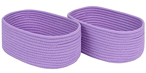 CubesLand Off White Small Storage Baskets for Shelves, Closet Organization Storage Bins Empty Gift Basket Baby Nursery Woven Baskets for Organizing, Rectangular Clothes Closet Shelves Baskets 3 Packs