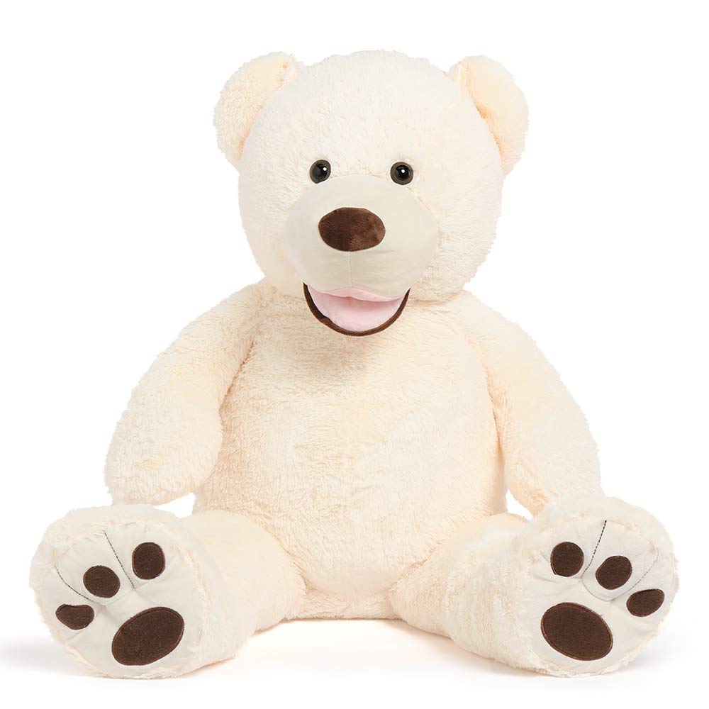 MorisMos Smile Giant Teddy Bear, 51inch Large Stuffed Bears with Big Footprints, Big Stuffed Animals Cuddly Plush Gifts for Girlfriends, Boyfriend, Dark Brown