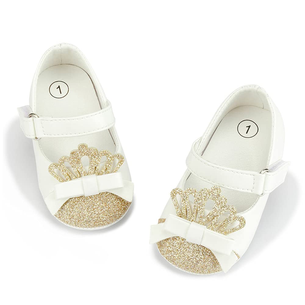Meckior Infant Baby Girls Soft Sole Bowknot Princess Wedding Dress Mary Jane Flats Prewalker Newborn Light Baby Sneaker Shoes