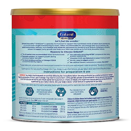 Enfamil NeuroPro EnfaCare High Calorie Premature Baby Formula, Milk-Based with Iron, Brain-Building DHA, Vitamins & Minerals for Immune Support, added easy-to-digest proteins, Baby Milk, 13.6 Oz Can