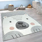 Kids Rug with Cute Animals on a Hot Air Balloon Ride in Pastel, Size: 2'8" x 4'11"