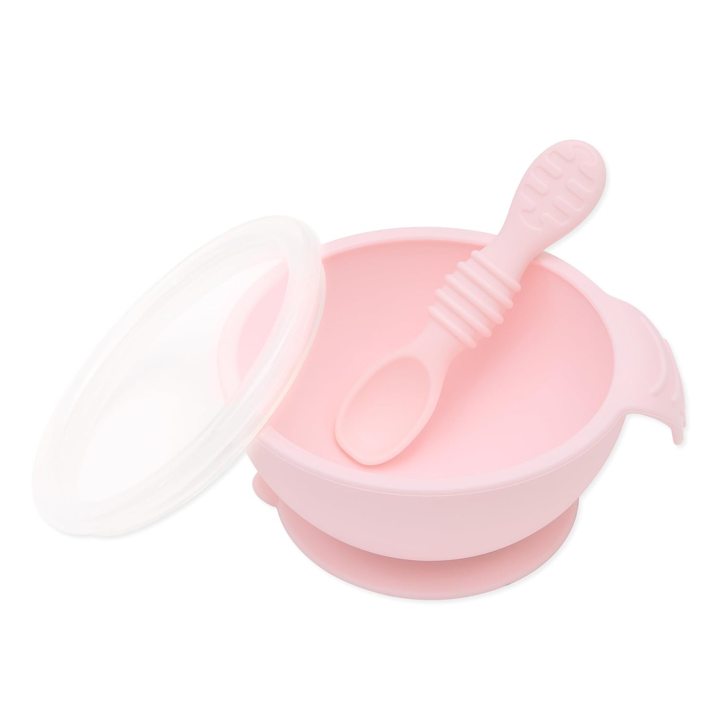 Bumkins Baby Bowls, Disney Minnie Mouse Silicone Baby Feeding Set, Suction Bowls for Baby and Toddler with Spoon, First Feeding Set, Platinum Silicone Bowl for Babies 4 Months
