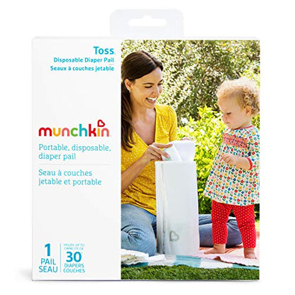 Munchkin® Toss™ Portable Disposable Diaper Pail, Holds up to 150 Newborn Diapers, 5 Pack, White