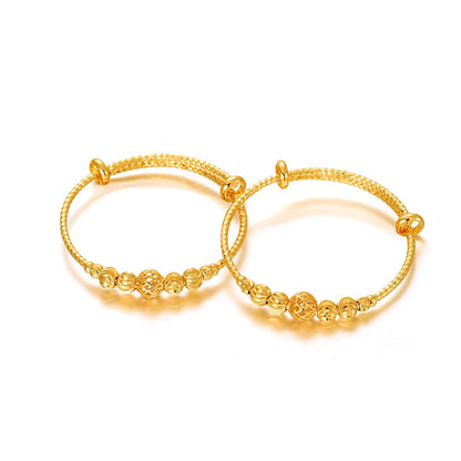 Ethlyn 2Pcs/Lot Kids Jewelry Gold Plated Adjustable Beads Bracelet Bangle Birthday Christmas Gifts for Girls 4years old