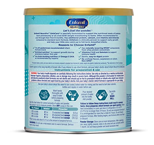 Enfamil NeuroPro EnfaCare High Calorie Premature Baby Formula, Milk-Based with Iron, Brain-Building DHA, Vitamins & Minerals for Immune Support, added easy-to-digest proteins, Baby Milk, 13.6 Oz Can