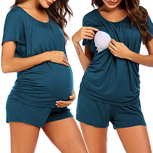 Ekouaer Womens Maternity Pajamas Nursing Pjs for Breastfeeding Soft Postpartum Lounge Sets Sleepwear Layer Pregnancy Clothes
