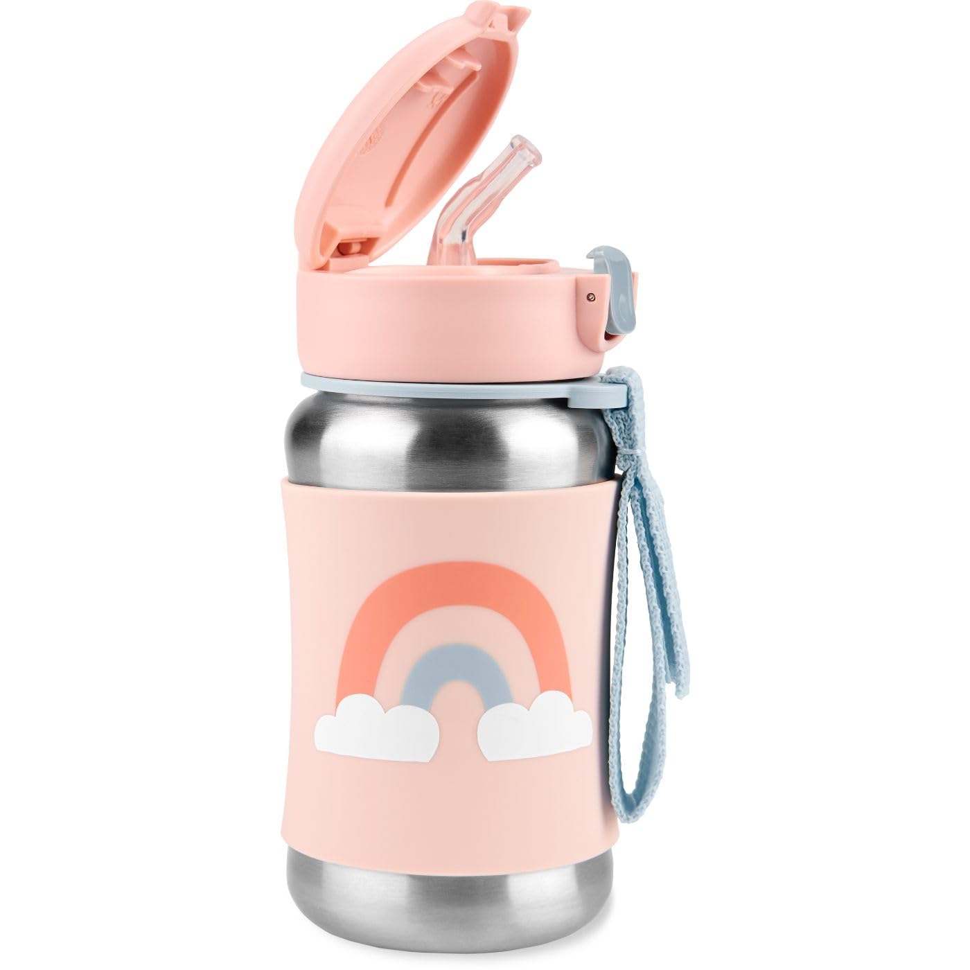 Skip Hop Toddler Sippy Cup with Straw, Sparks Stainless Steel Straw Bottle, Ice Cream