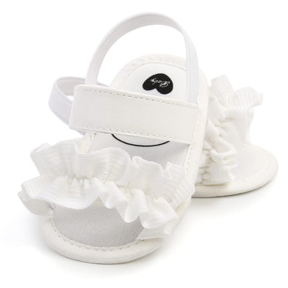 GDSDYM Infant Baby Girls Summer Sandals with Flower Bowknot Soft Sole Wedding Dress Flats Newborn First Walkers Crib Dress Shoes