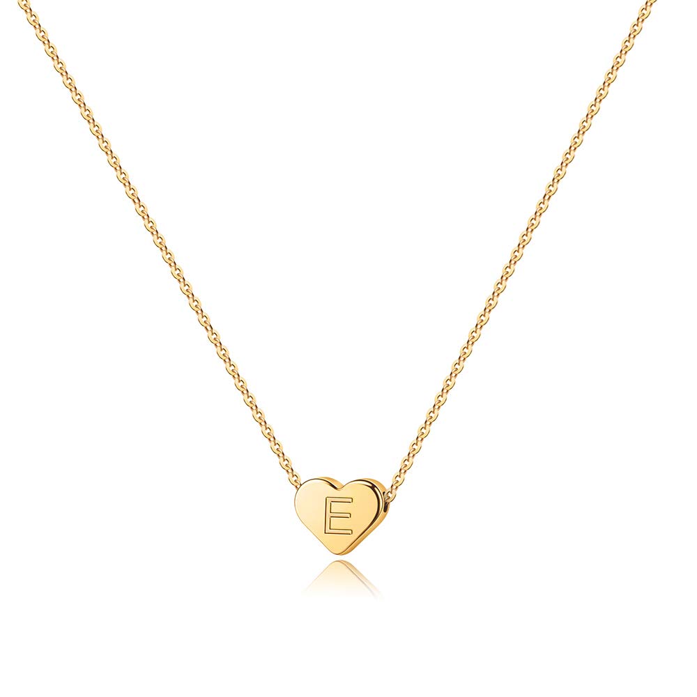 Turandoss Mothers Day Gifts for Mom Wife Women Girls - 14K Gold Plated Heart Pendant Letter Alphabet Necklace Tiny Initial Necklaces Heart Initial Necklace Gifts for Women Teens