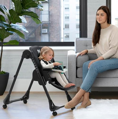 Delta Children Little Folks 2-in-1 SlimFold High Chair for Babies and Toddlers, Sage Green