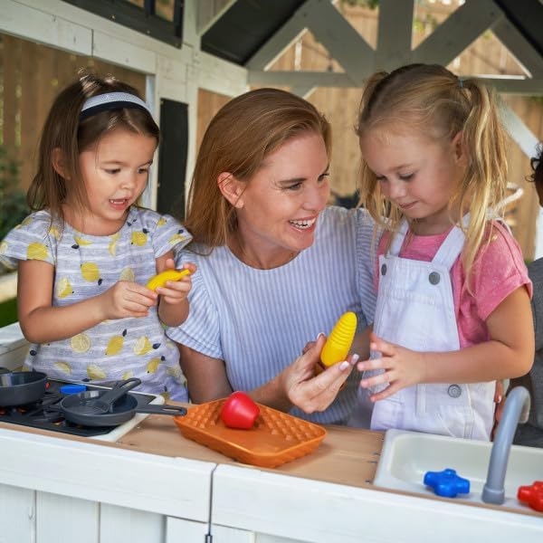 KidKraft Lantana Lane Outdoor Wooden Playhouse with Kitchen and Flap Door