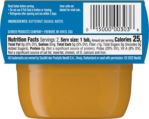 Gerber 1st Foods Baby Food Banana Puree, Natural & Non-GMO, 2 Ounce Tubs, 2-Pack (Pack of 8)
