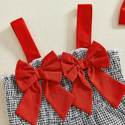 Boho Baby Girl Clothes Summer Toddler Tank Romper Sleeveless Bowknot Ruffle Overalls Jumpsuit Shorts With Headband