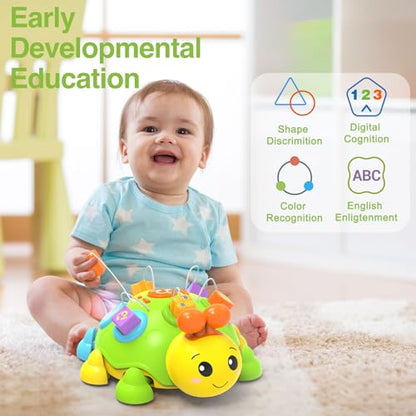 Baby Musical Ladybug Crawling Toys,Baby Toy 6-12 Months with Light-up Music, Early Educational Learning Montessori Toy, Infant Gift Toys for 7 8 9 10 11 Months 1-2 Years Old Newborn Girls (Pink)