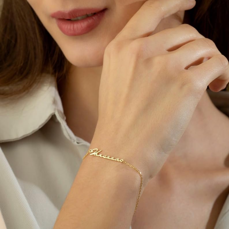 Custom Bracelet with Name 18K Gold Plated Personalized Name Ankle Bracelet Adjustable, Customized Beach Jewelry Gifts for Women Girlfriend