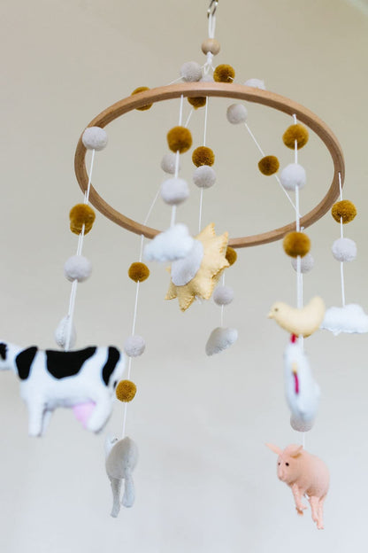 Baby Crib Mobile (Felt Rose) - Baby Shower Gift Nursery Decorations - Handmade Floral Decor for Girls