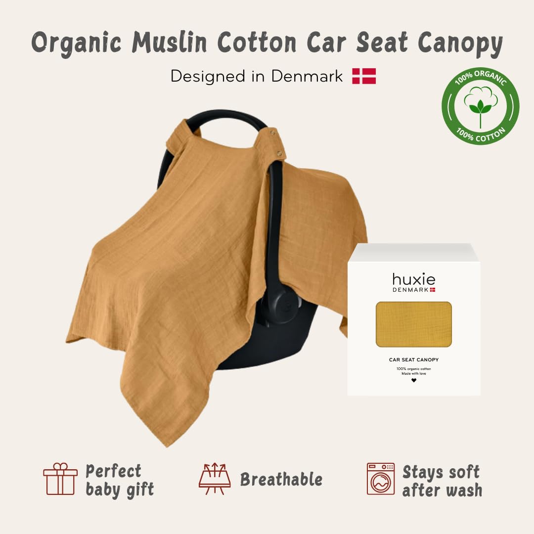 Car Seat Cover Baby - Organic Cotton - Carseat Covers Baby - Carseat Cover - Car Seat Canopy - Carseat Canopy - 100% Muslin Cotton, 43" x 32" (Soft Grey)