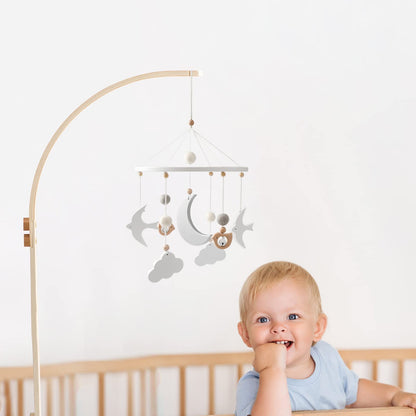 Baby Crib Mobile for Boys Girls| Boho Nursery Mobile| Gender Neutral Hand-Crocheted Mobile| Ceiling Mobile - Stars, Clouds, Moon