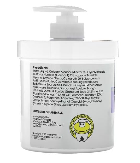Advanced Clinicals Retinol Body Lotion & Face Moisturizer | Visible Anti Aging Skin Care Retinol Body Cream For Women & Men Targets Look Of Fine Lines, Wrinkles, & Crepe Looking Dry Skin, 16 Ounce