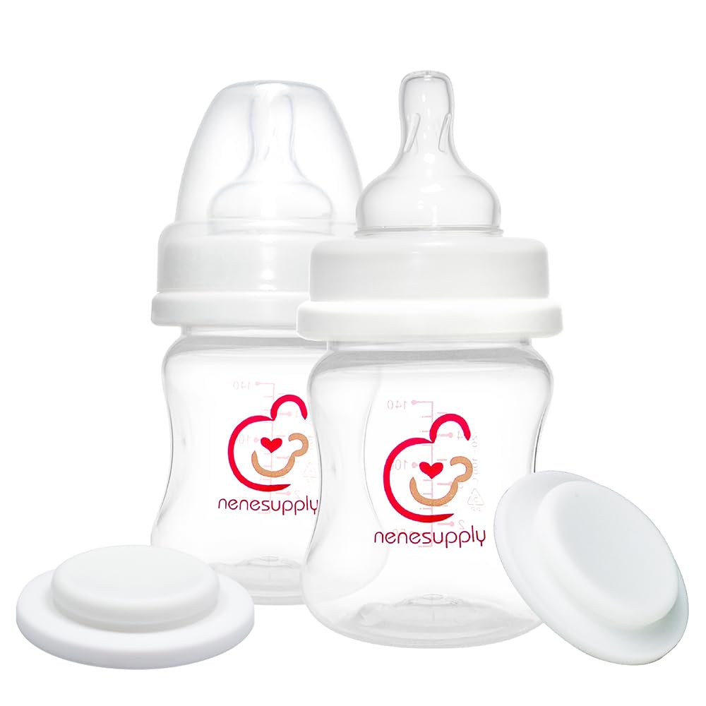 Nenesupply Natural Baby Bottles Newborn Feeding Bottles Slow Flow Breastfeeding Bottle for Breastfed Babies Wide Neck 9oz Anti Colic Level 2 Nipple for 1+ Month Infant Replace Spectra Bottle Pumping