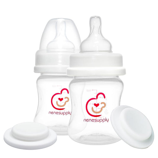 Nenesupply Natural Baby Bottles Newborn Feeding Bottles Slow Flow Breastfeeding Bottle for Breastfed Babies Wide Neck 9oz Anti Colic Level 2 Nipple for 1+ Month Infant Replace Spectra Bottle Pumping