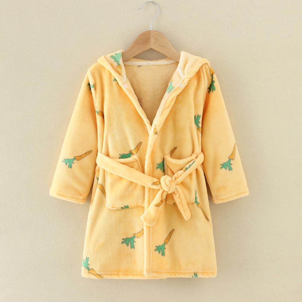 YOLIA Boys Girls Robes Kids Hooded Sleepwear Soft Fleece Bathrobes Cute Housecoat Gowns