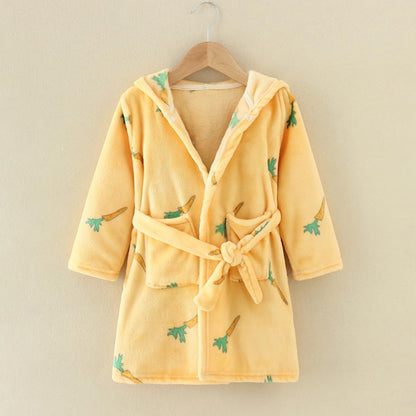 YOLIA Boys Girls Robes Kids Hooded Sleepwear Soft Fleece Bathrobes Cute Housecoat Gowns