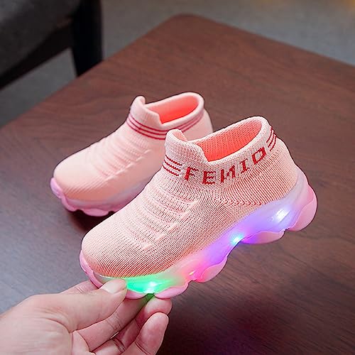 Toddler Light Up Sock Shoes Kids Boys Girls Mesh Flashing Breathable Sneakers Soft Sport Walking Running Shoes