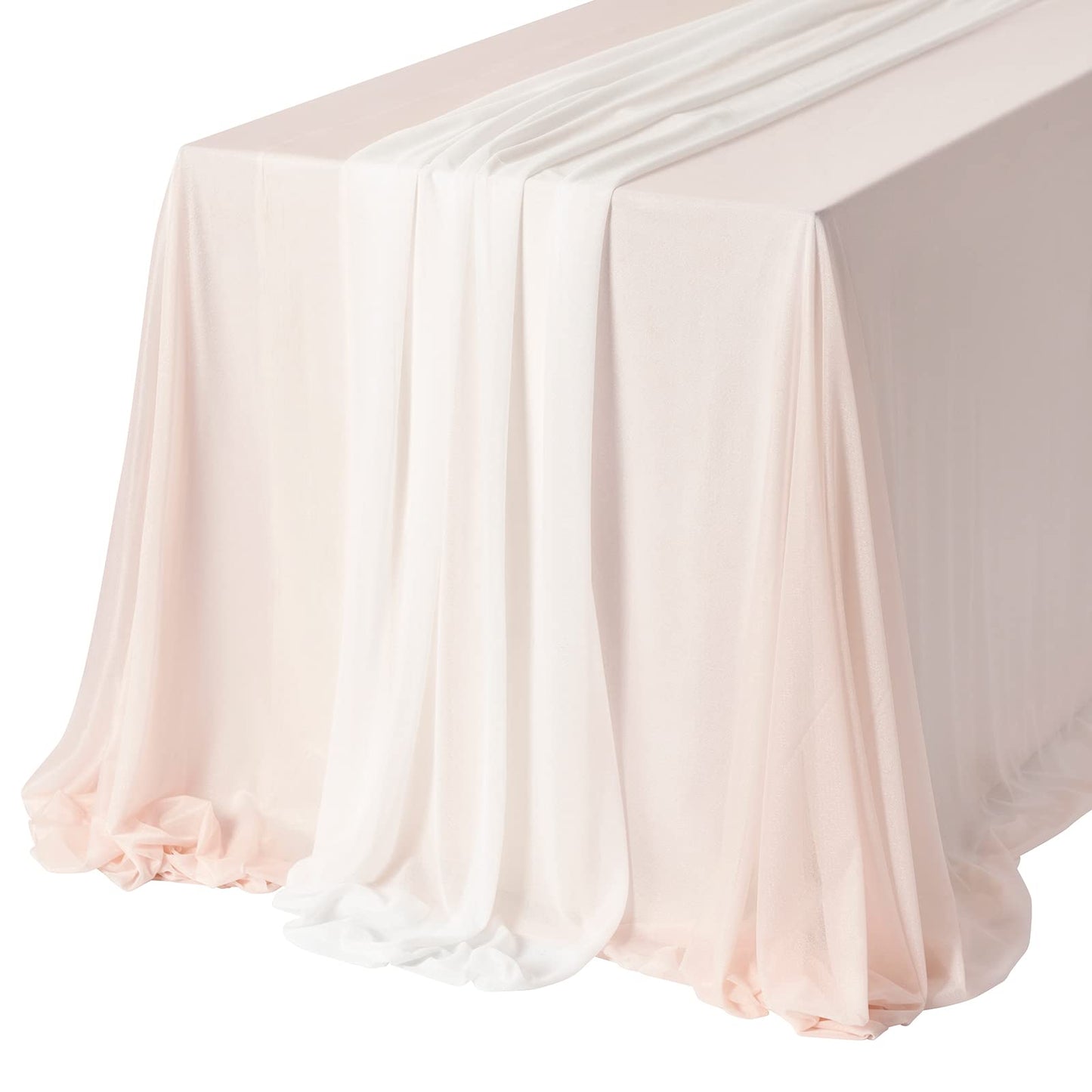 Ling's Moment Sheer Chiffon Table Cloth & Runner Set for 3x4ft Rectangle Table Decor in Dusty Rose & Blush for Wedding Reception and Parties