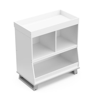 Storkcraft Modern Nursery Changing Table Dresser (White with White) – GREENGUARD Gold Certified, Dresser for Nursery, Changing Table With Drawers