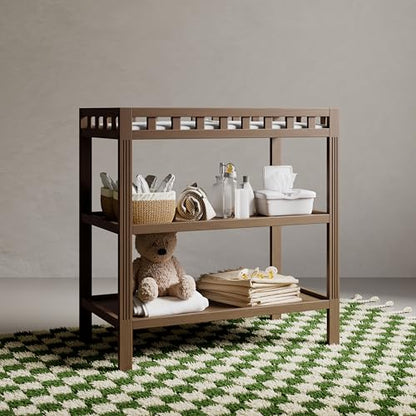 Storkcraft Morningside Changing Table (Sage) – GREENGUARD Gold Certified Baby Changing Table, Includes Waterproof Diaper Changing Pad, Easy 30-Minute Assembly, 2 Open Shelves for Storage