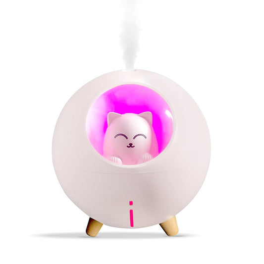 Lovely Quiet Mini Humidifier for Nursery - 7-Color Light, 2 Spray Modes, Auto Shut Off (White)