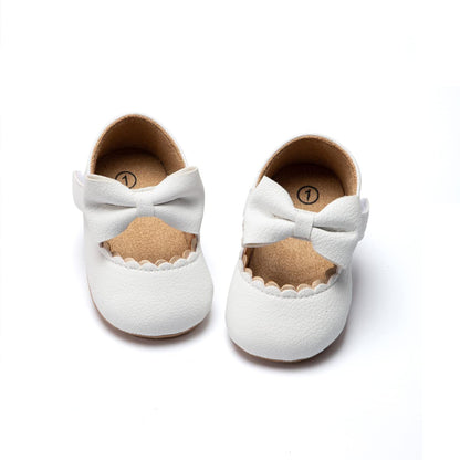 ohsofy Infant Baby Girls Mary Jane Flats Non-Slip Bowknot Princess Wedding Dress Shoes Toddler Crib Shoes