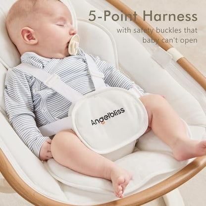 Angelbliss Baby Swing with Cry Detection, Side-to-Side Electric Swing with 5 Speeds, 180° Rotation, Indoor for Infants and Toddlers (Black)