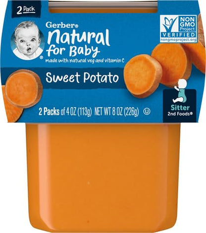 Gerber Baby Food Sweet Potato, 4 Oz, 2 Ct Tubs