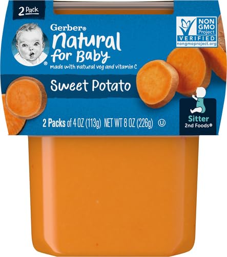 Gerber Baby Food Sweet Potato, 4 Oz, 2 Ct Tubs