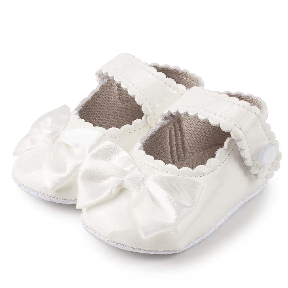 ohsofy Infant Baby Girls Mary Jane Flats Non-Slip Bowknot Princess Wedding Dress Shoes Toddler Crib Shoes