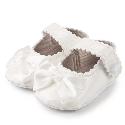 ohsofy Infant Baby Girls Mary Jane Flats Non-Slip Bowknot Princess Wedding Dress Shoes Toddler Crib Shoes