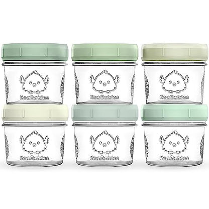 KeaBabies 4pk 8oz & 4pk 4oz Glass Baby Food Containers with Lids - Leak-Proof,Microwavable Small Glass Jars,Baby Purees & Toddler Snack Storage Containers,BPA-Free,Dishwasher & Freezer Safe(Musk Dusk)