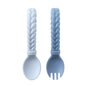 Itzy Ritzy Silicone Spoon & Fork Set; Baby Utensils Featuring a Baby Fork and Spoon with Looped, Braided Handles - Made of 100% Food Grade Silicone & BPA-Free - Ages 6 Months and Up (Pink)