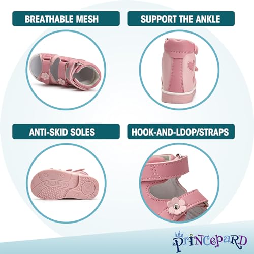 Orthopedic Sandals for girls with Hollowed Out Heart Pattern,High-top AFO Shoes with Arch and Ankle Support