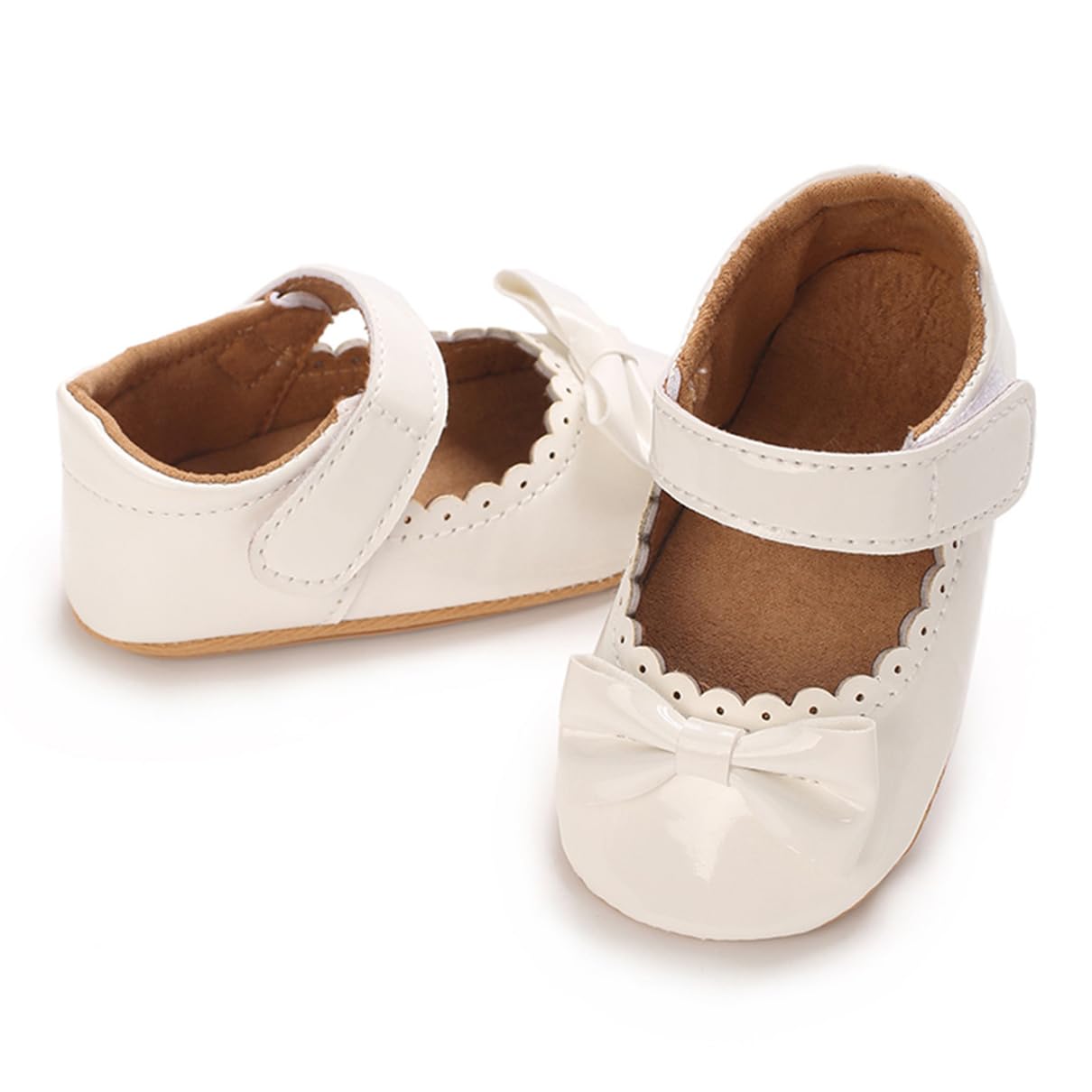 COSANKIM Baby Girls Mary Jane Flats Shoes Anti-Slip Rubber Sole Infant Toddler Princess Wedding Dress Shoes