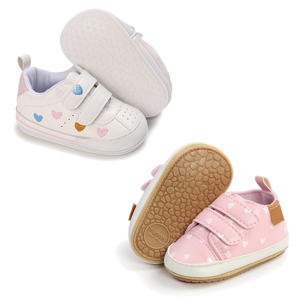 Clowora Baby Boys Girls Shoes Non-Slip Rubber Sole Sneakers Infant First Walking Toddler Crib Shoes Newborn Loafers Flats.