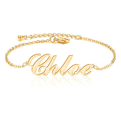 Custom Bracelet with Name 18K Gold Plated Personalized Name Ankle Bracelet Adjustable, Customized Beach Jewelry Gifts for Women Girlfriend